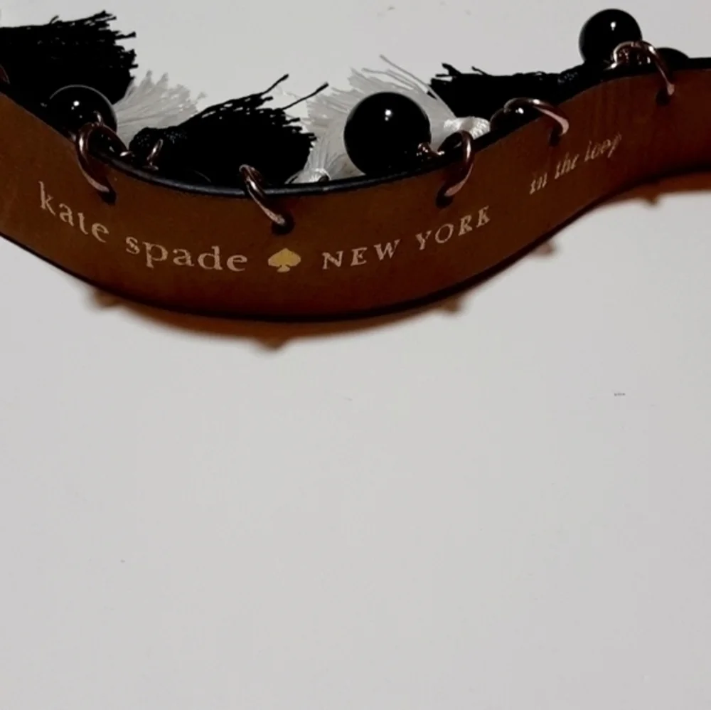 Kate Spade Saffiano Tassel Belt- Black, White M